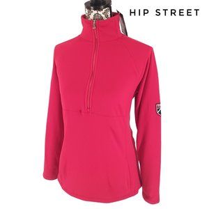CHAPS Sport Emblem Zip Funnel Neck Stretch Fleece Sport Top M NWT